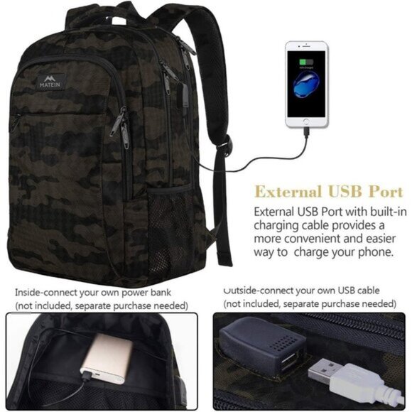 ⚡Matein Men Camouflage Travel Business Anti Theft Slim Sturdy Laptops Backpack - Picture 3 of 9